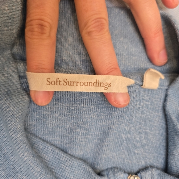 soft surroundings short dress M  Blue Tie Belt To Cinch Waist With Pockets - Picture 7 of 13